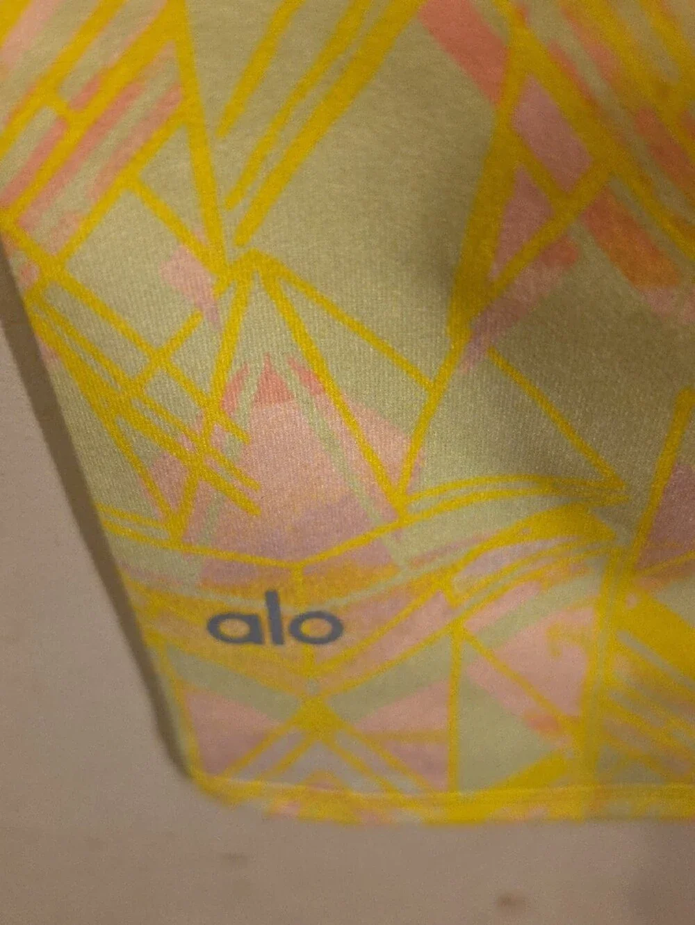 ALO Yoga Air Brush Capri  Yellow & Pink Geometric Capri Leggings